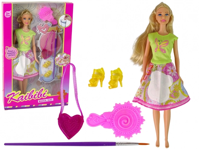 Fashion Design Doll with Long Hair and Paintable Dress