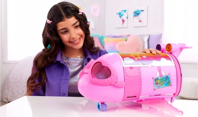 Pink Rainbow Barbie Extra Fly Plane with Pilot Doll