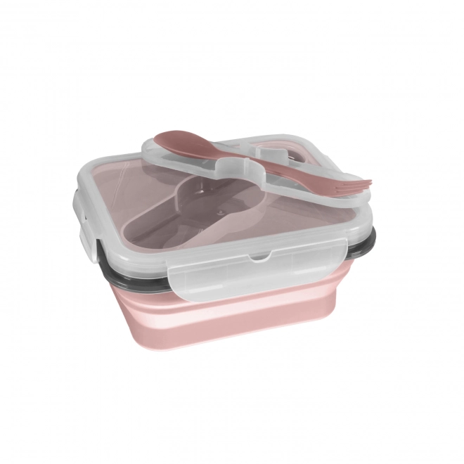 Silicone Snack Box with Utensils Old Pink