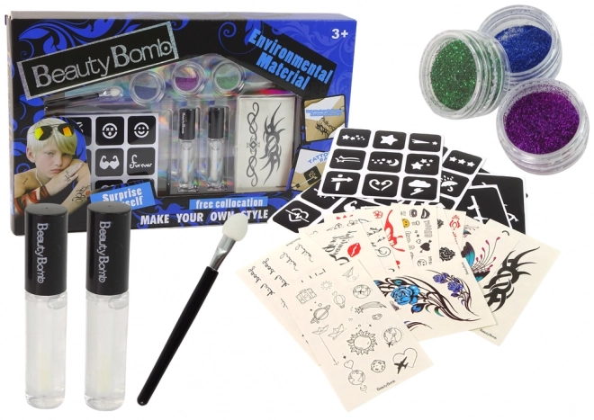 Glitter Tattoo Making Set with Templates for Parties