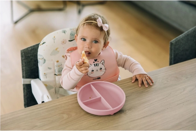 Pastel Pink Silicone Plate with Suction by FreeON