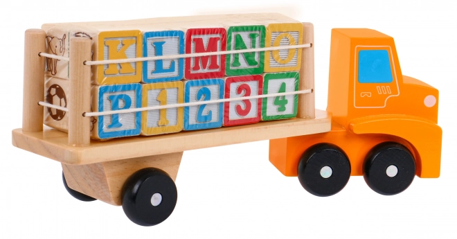 Wooden Truck with Trailer and Alphabet Blocks