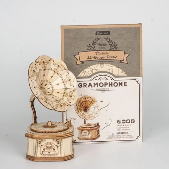 Wooden 3D Puzzle Antique Gramophone