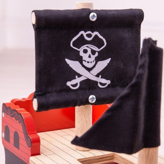 Pirate Ship Toy for Wooden Train Sets