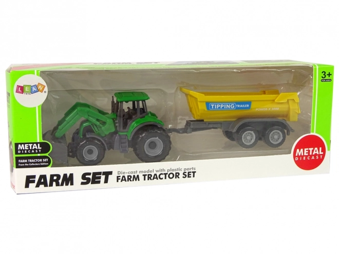 Green Farm Tractor with Yellow Trailer Toy