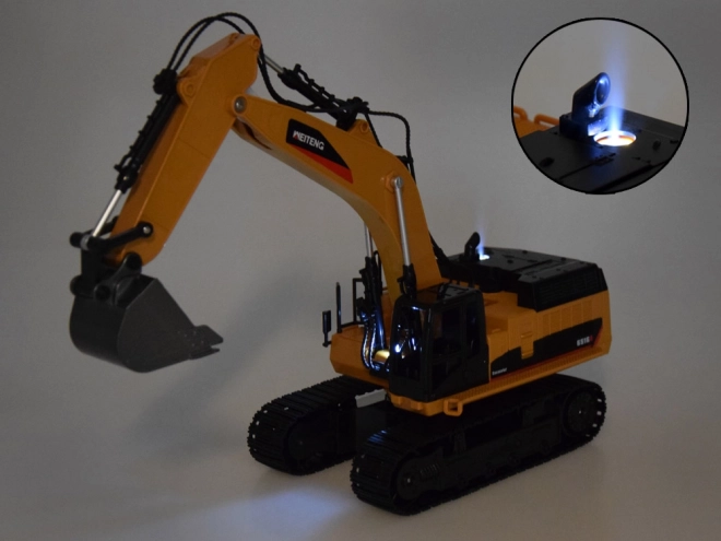 Remote Control Excavator Toy with LED, Sound, and Smoke Effects