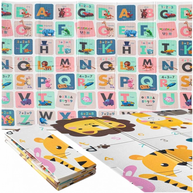 Double Sided Foldable Educational Foam Mat with Alphabet and Animals