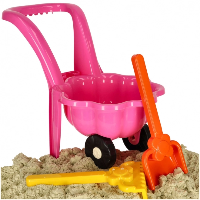 Pink Kids Wheelbarrow Garden Set with Shovel and Rake