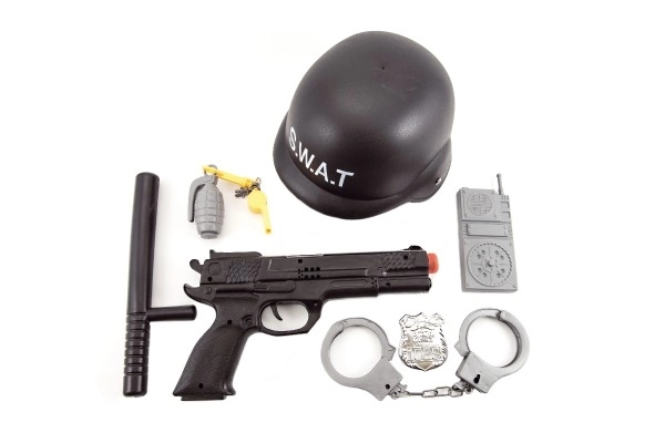 Police SWAT Helmet and Pistol Set with Accessories