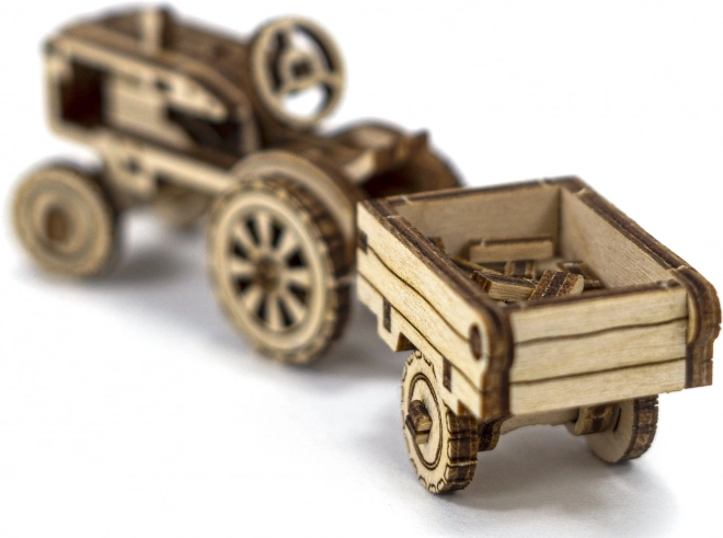 Wooden 3d model tractor with trailer