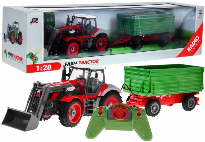 Remote Control Tractor with Trailer for Kids 3+ - Red and Green