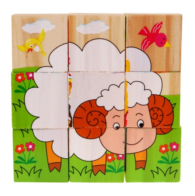 Wooden Animal Puzzle Blocks for Children 18m+