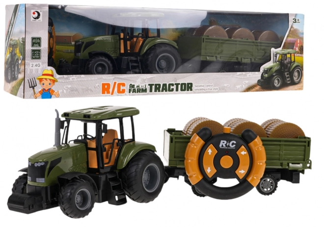 Green Remote Control Tractor with Trailer