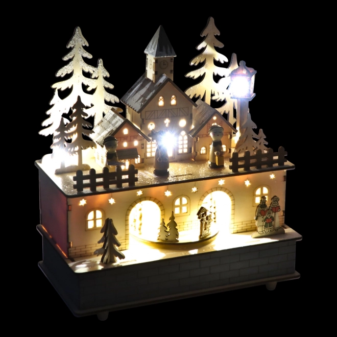 Wooden Music Box with Light - Winter Village