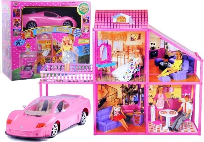 Dollhouse Villa with Car and Accessories