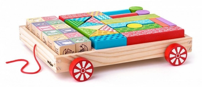 Wooden Block Wagon with 35 Pieces