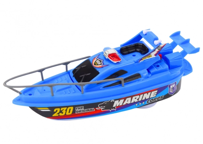 Police Boat Toy - Battery Operated Blue Watercraft