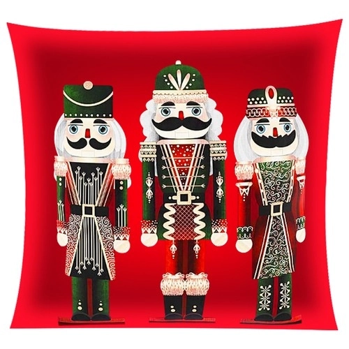 Plush Cushion Cover 40x40 cm Nutcracker Holiday Design