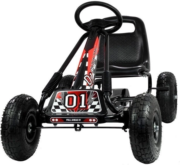 Pedal Air Kart + Inflatable Tires + Adjustable Seat – Black
