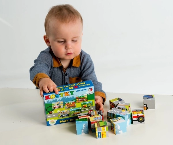 Wooden Cube Blocks My First Cars