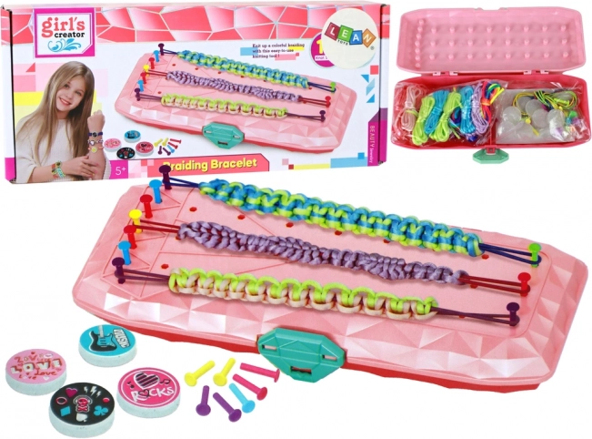 Kit de fabrication de bracelets dans un étui rose