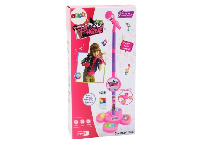 Adjustable Pink Kids Microphone with Stand