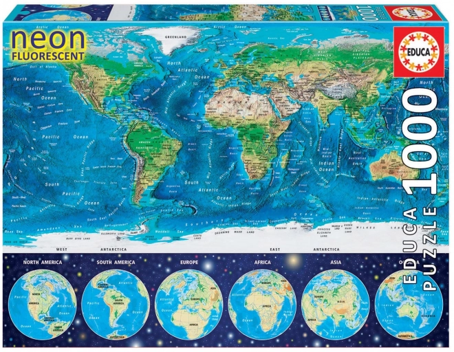 Glow in the Dark World Map Puzzle 1000 Pieces