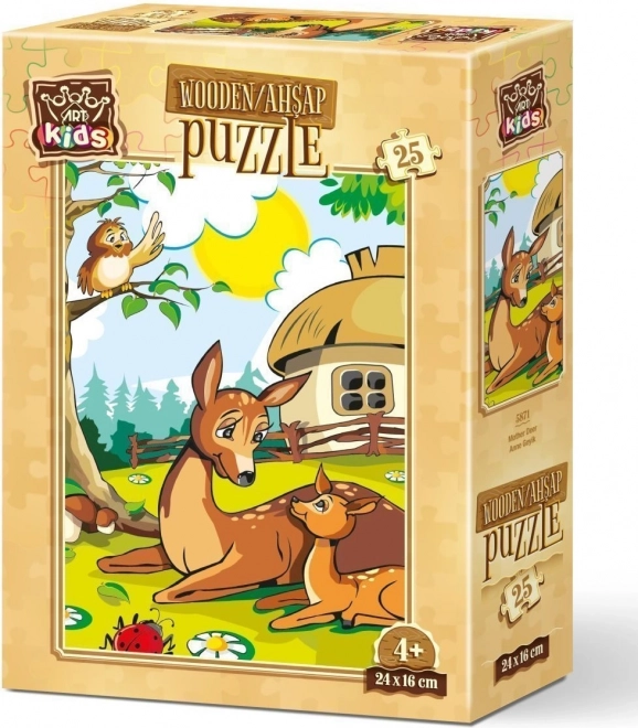 Wooden Puzzle Deer Mom 25 Pieces