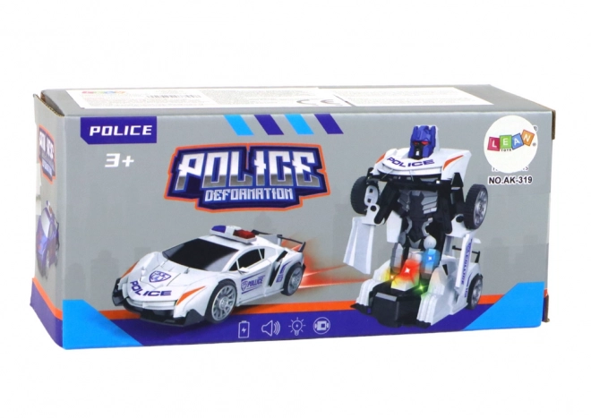 2-in-1 Police Car Robot White Transformation Toy