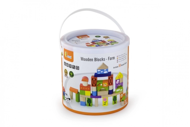 Wooden Building Blocks Farm Set