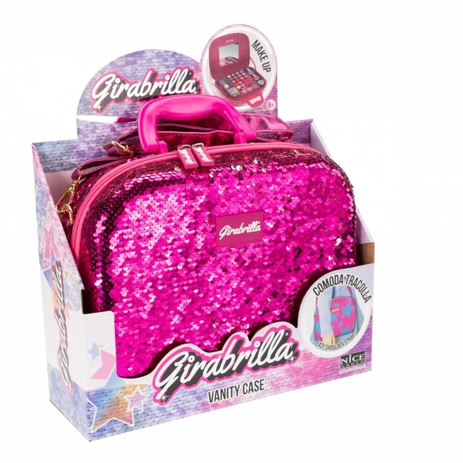 Girabrilla Pink and Silver Makeup Suitcase