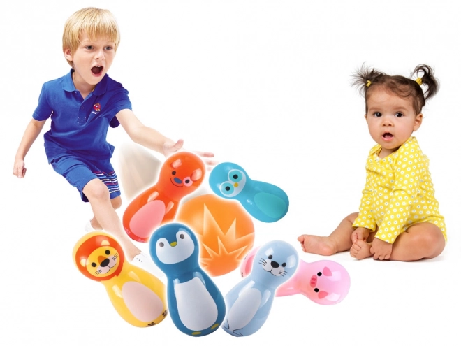 Colorful Animal Rattle Bowling Set