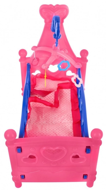 Colorful Baby Doll Cradle with Mobile and Bedding