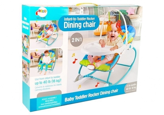 Baby Rocking Chair and High Chair 2 in 1 Blue