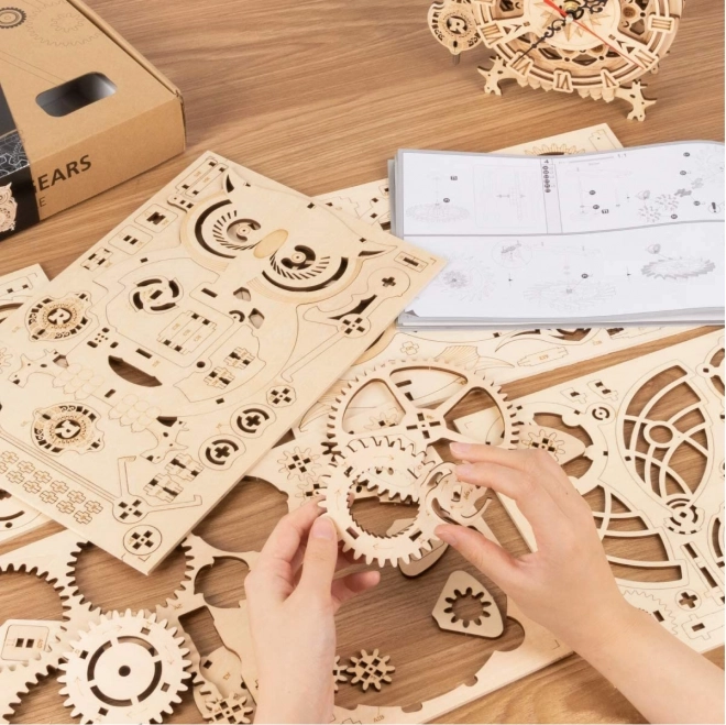 Robotime Rokr 3D Wooden Puzzle Owl Desk Clock with Timer