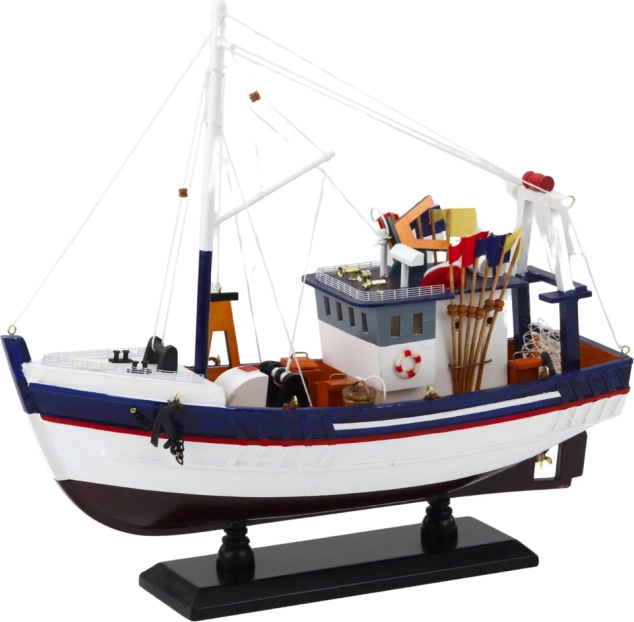 Decoratief model van vissersboot met uitrusting 37x34 cm