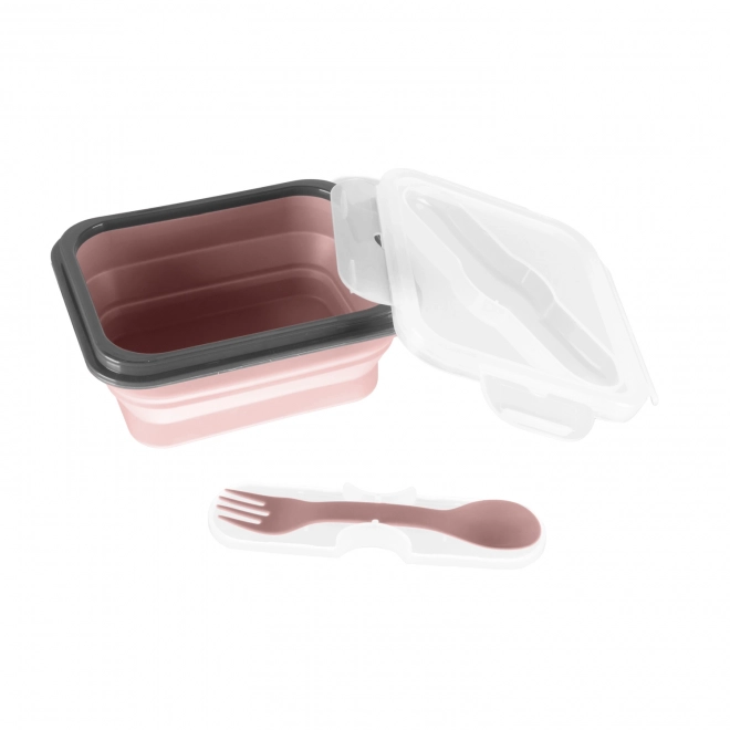 Silicone Snack Box with Utensils Old Pink