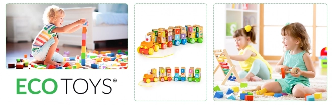 Wooden Train with Alphabet Blocks by Ecotoys