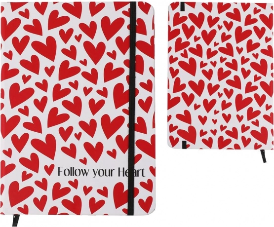 Notes A5 con copertina rigida e cuori
