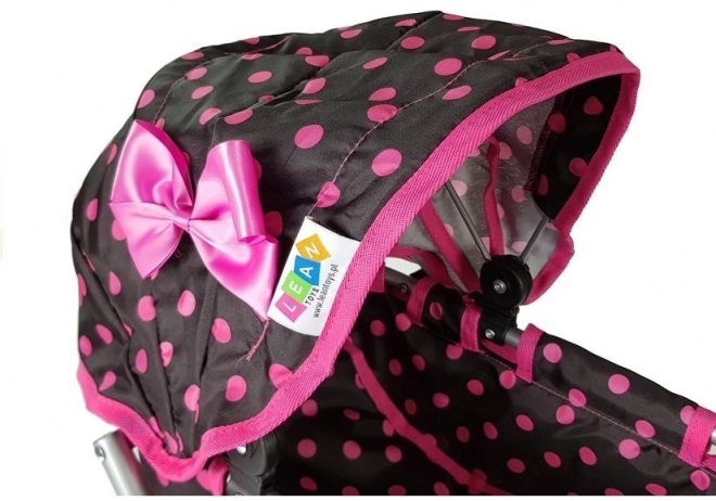 Alice doll stroller black with pink polka dots