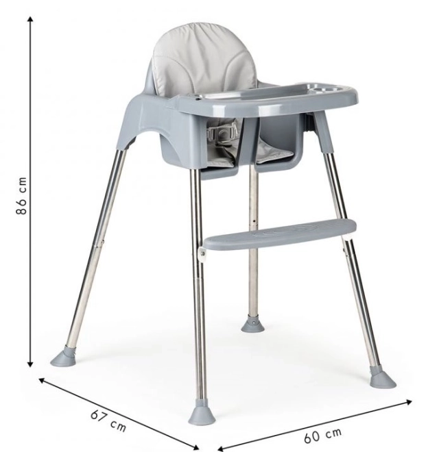 Children's High Feeding Chair with Tray and Belts