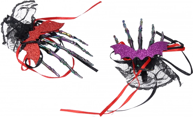 Carnival skeleton hand hair clip – set