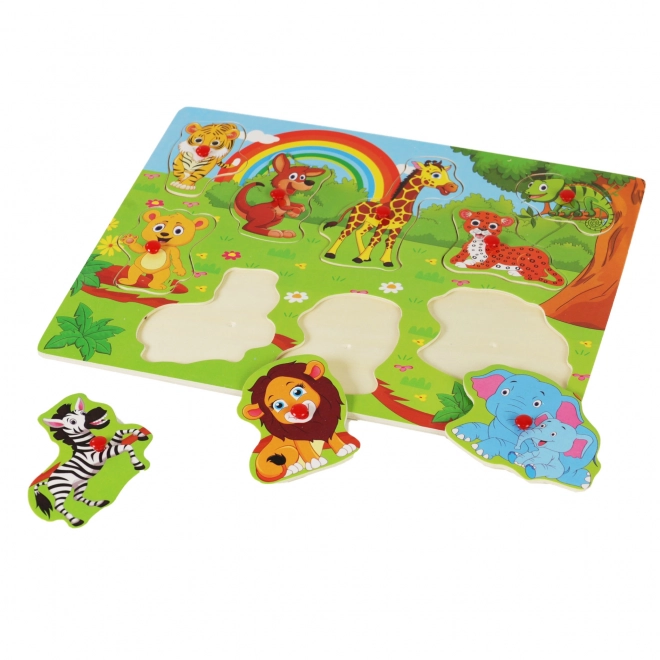 Wooden Zoo Puzzle with Plastic Handles