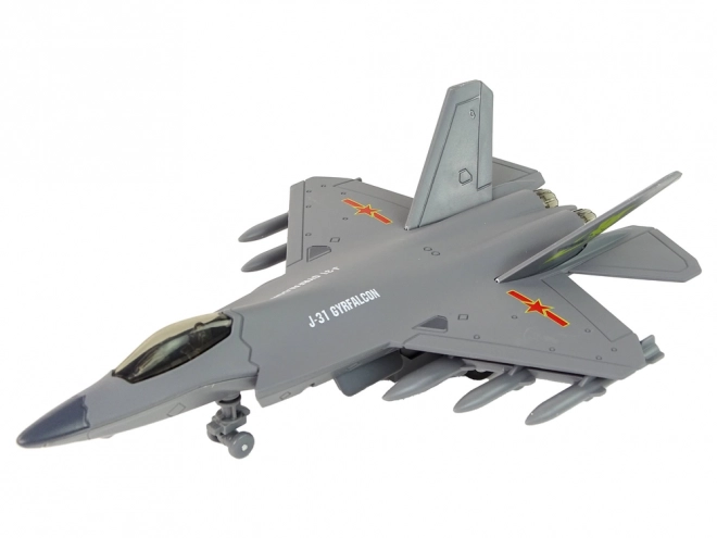 Friction Powered Dark Gray Fighter Jet Model