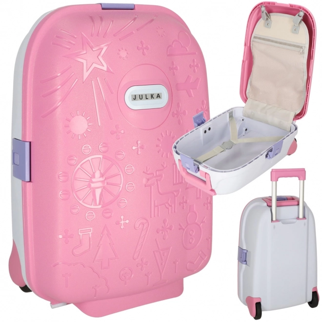 Children's Travel Suitcase with LED Wheels - Pink