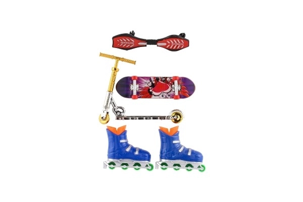 Mini Skateboard, Waveboard, Skates and Finger Scooter Set