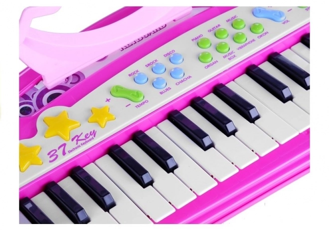 Ružový detský keyboard s mikrofónom a MP3