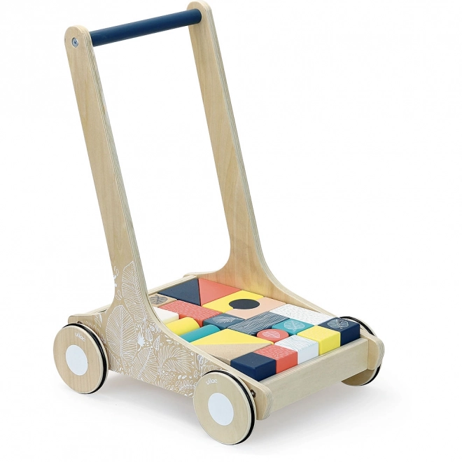 Wooden Walker with Colorful Blocks by Vilac