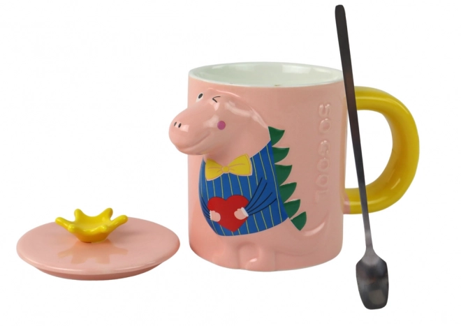 Pink Dinosaur Mug with Lid