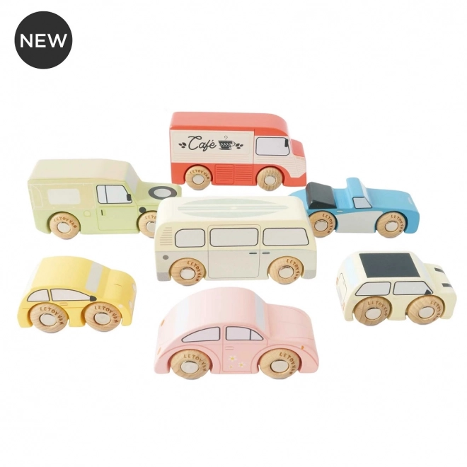 Vintage Wooden Car Set by Le Toy Van